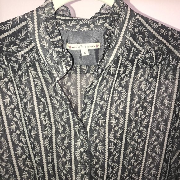Nanette Lepore Gray Semi Sheer Blouse Size 10 - Picture 2 of 9